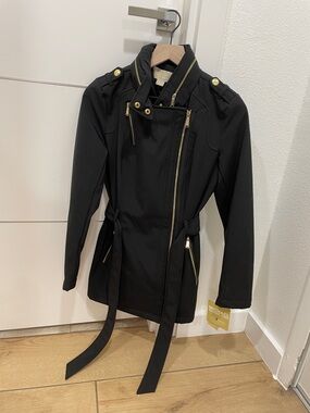 Michael Kors Black Trench with Gold-Tone Hardware and Belt